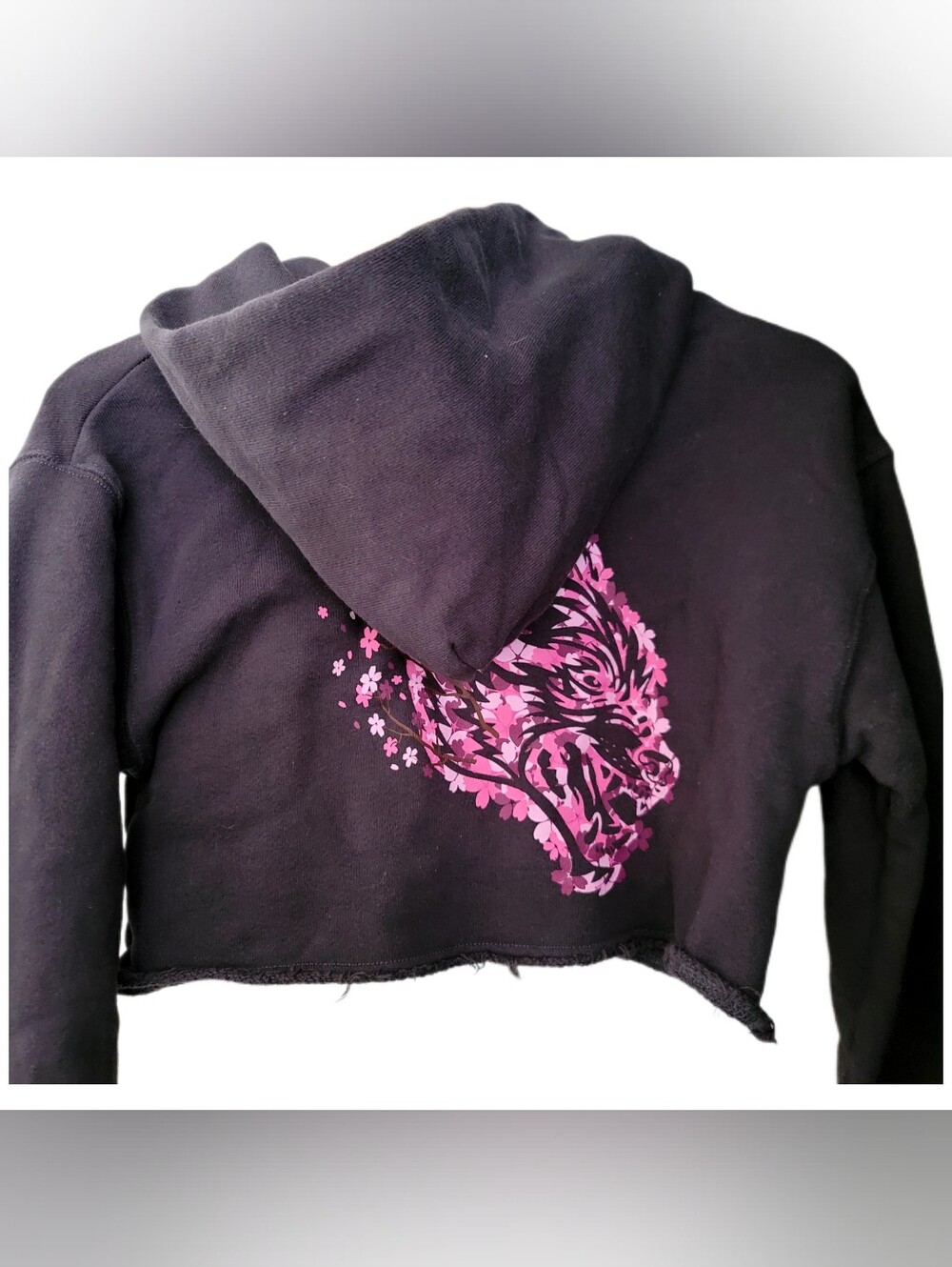 SHE Darcsport Cropped Graphic Hoodie Black Pink Size XS